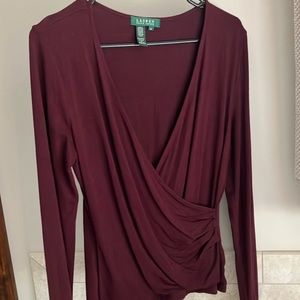 Ralph Lauren deep burgundy long sleeve top.
